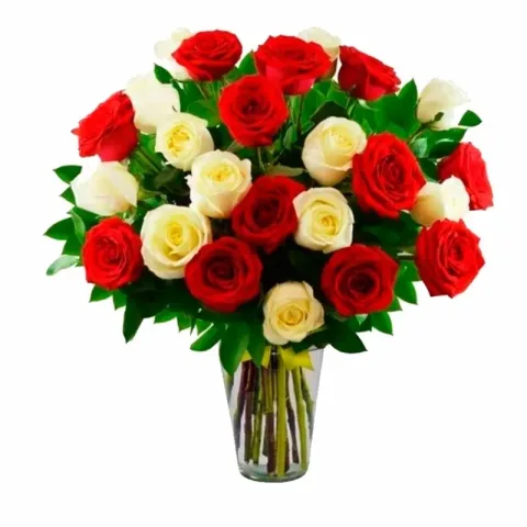 Ramo de Rosas rosas  y rosas blancas