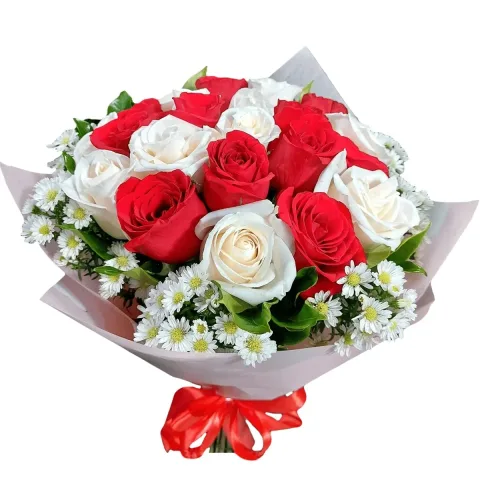 Ramo de Rosas rosas  y rosas blancas