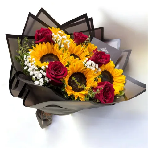 Ramo de Girasoles y Rosas Rojas