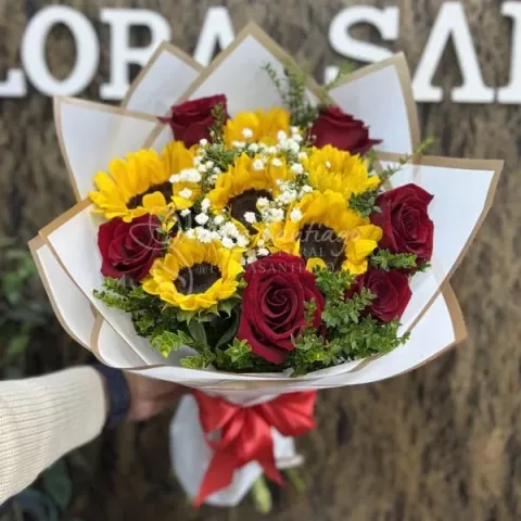 Ramo de Girasoles y Rosas Rojas