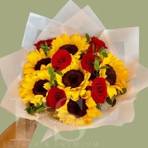 Ramo de Girasoles y Rosas Rojas